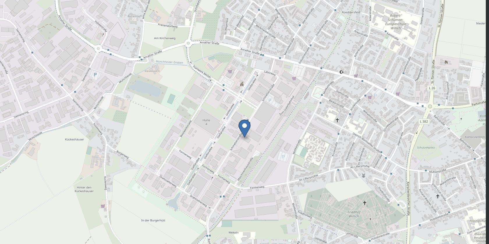 Karte: Schmelzerstraße 19, 47877 Willich
